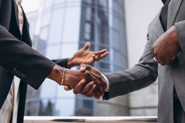 african business hand shaking
